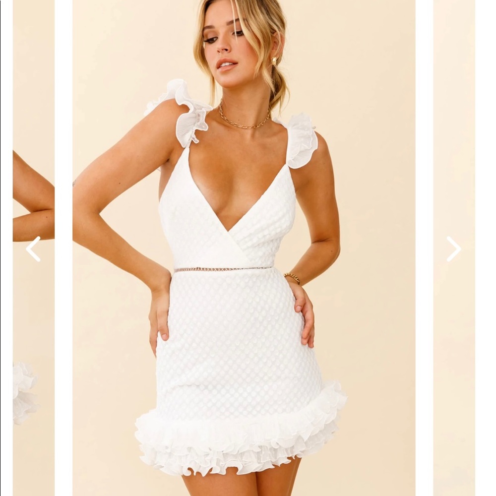KALEY LAYERED FRILL HEM TEXTURED DRESS WHITE